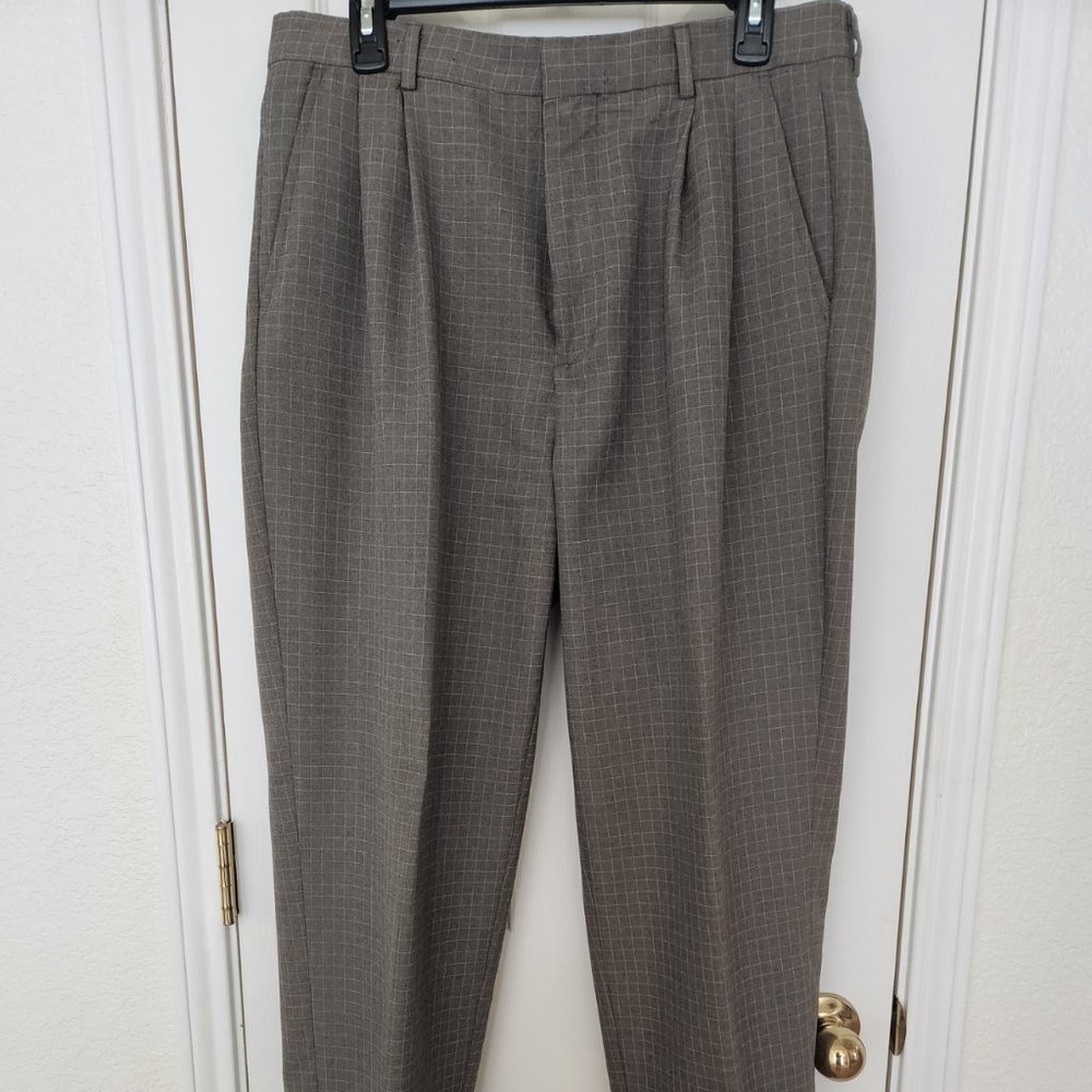 Gianfranco Ruffini dress pants - 34x32 - pleated/cuffed - Olive color